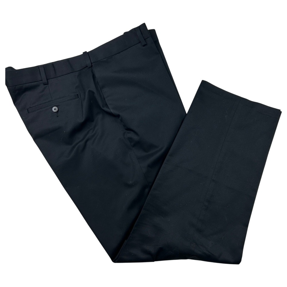 Perry Ellis Portfolio Dress Pants 40x32 Black Flat Front Stretch Mens